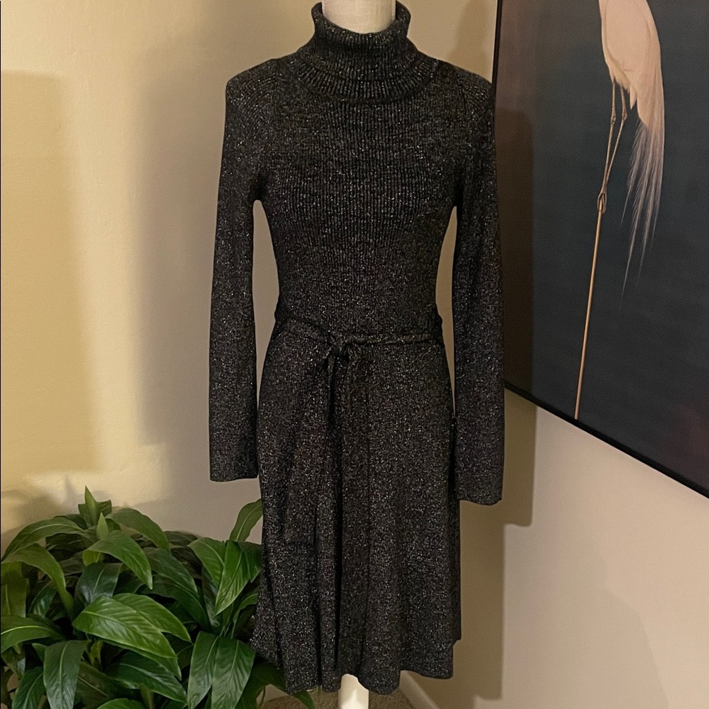 Alex Marie Shimmering Black Long Sleeve Dress